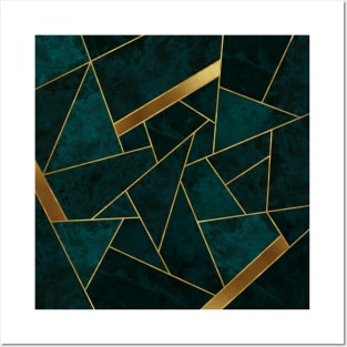 Luxury Teal and Gold - Geometric Mosaic Pattern Posters and Art